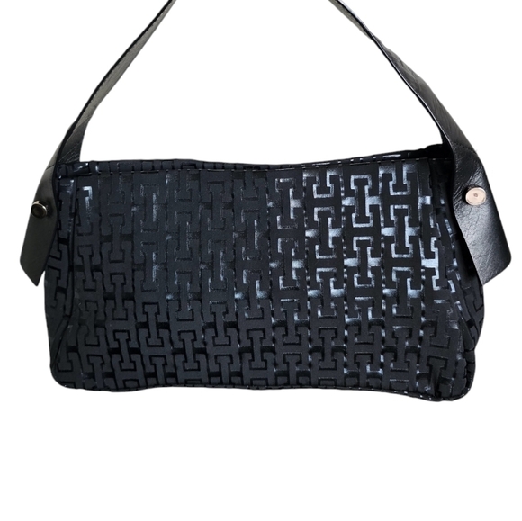 Gillivo black bag medium leather/fabric combination with pattern silver hardware - Picture 2 of 8